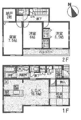 Floor plan. 34,800,000 yen, 4LDK + S (storeroom), Land area 99.08 sq m , Building area 100.03 sq m