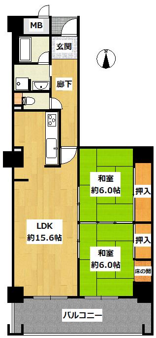 Floor plan. 2LDK, Price 27,800,000 yen, Occupied area 70.17 sq m , Balcony area 11.52 sq m