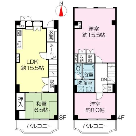 Floor plan. 3LDK, Price 23.5 million yen, Footprint 109.59 sq m , Balcony area 13.31 sq m