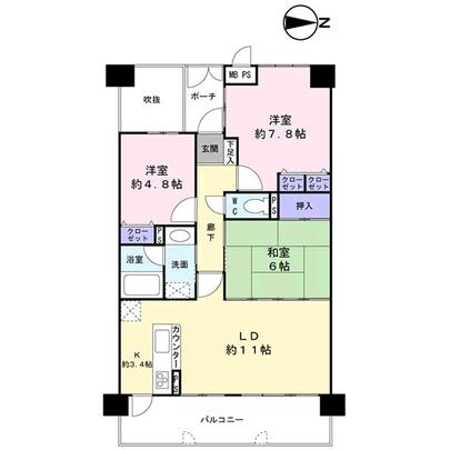 Floor plan. Nishinomiya, Hyogo Prefecture Takahata-cho