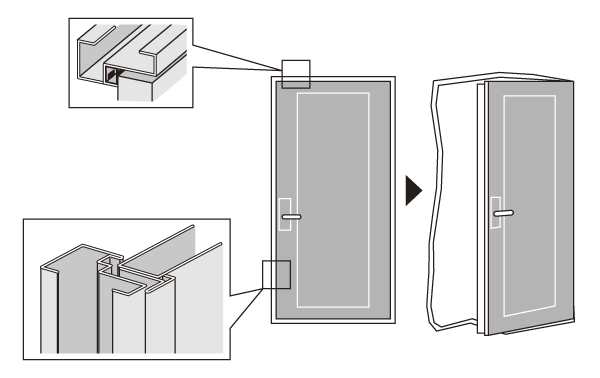 earthquake ・ Disaster-prevention measures.  [Entrance door with TaiShinwaku] Adopting the entrance door with a Tai Sin frame the front door. Even distortion in building occurs with a large force caused by the earthquake, You can open the door, Escape route to the outside will be allocated (conceptual diagram)