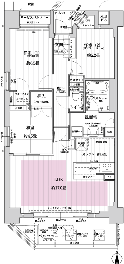 Floor: 3LDK, occupied area: 73.19 sq m, Price: 52,736,000 yen