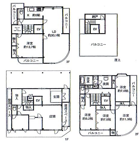 Floor plan. 99,800,000 yen, 5LDK + S (storeroom), Land area 151.47 sq m , Building area 263.27 sq m