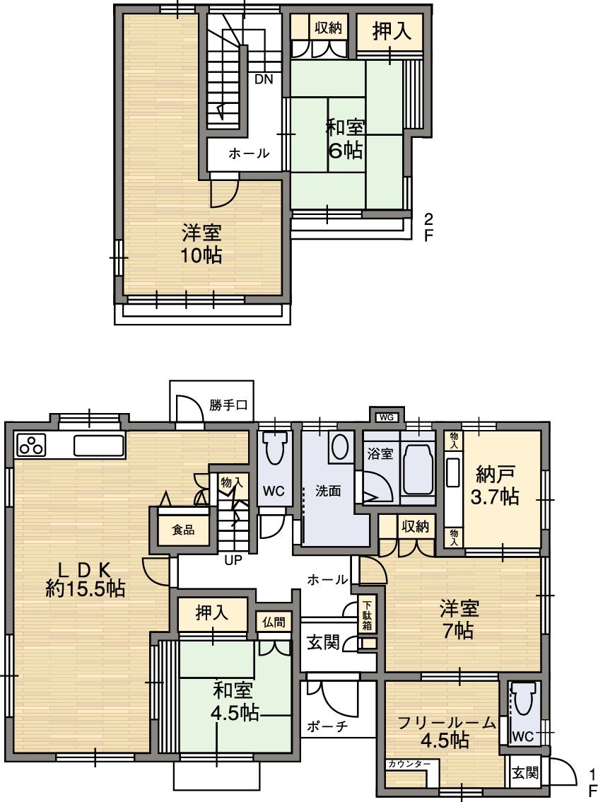 Floor plan. 82,800,000 yen, 4LDK + 2S (storeroom), Land area 240.76 sq m , Building area 113.03 sq m