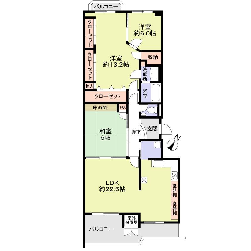 Floor plan. 3LDK, Price 24,800,000 yen, Footprint 119.94 sq m , Balcony area 14.39 sq m