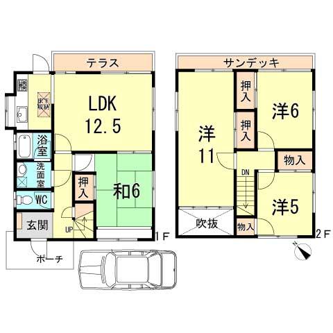 Floor plan. 22,300,000 yen, 4LDK, Land area 99.04 sq m , Building area 94.81 sq m