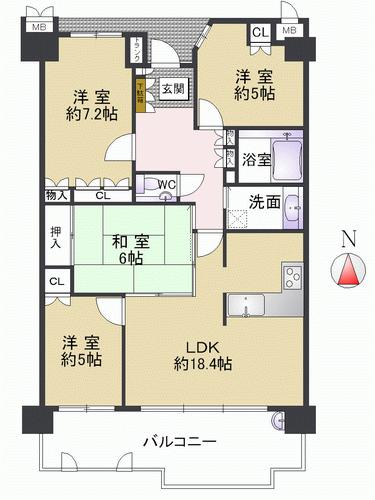 Floor plan. 4LDK, Price 29,800,000 yen, Occupied area 84.97 sq m , Balcony area 17.7 sq m view good, Have been the room carefully use.