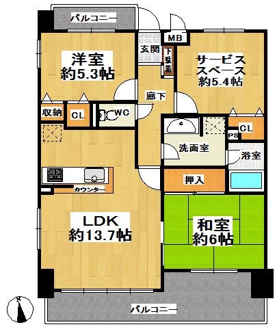 Floor plan. 2LDK + S (storeroom), Price 24,800,000 yen, Occupied area 67.84 sq m , Balcony area 16.82 sq m