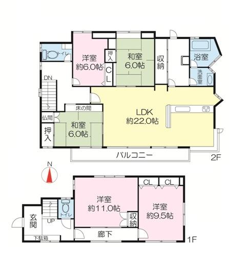 Floor plan. 34,800,000 yen, 5LDK, Land area 294 sq m , Building area 182.31 sq m
