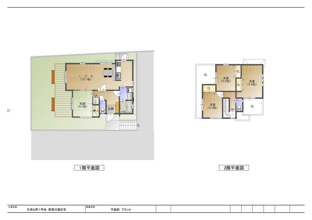 Building plan example (floor plan). Building plan example (No. 1 place) 4LDK, Land price 57,800,000 yen, Land area 169.84 sq m , Building price 16 million yen, Building area 105 sq m