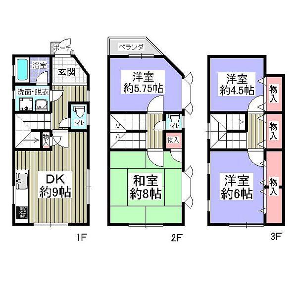 Floor plan. 16.8 million yen, 4LDK, Land area 45.01 sq m , Building area 88.32 sq m
