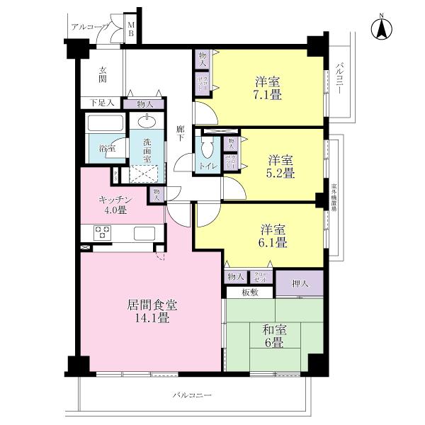 Floor plan. 3LDK + S (storeroom), Price 31,900,000 yen, Occupied area 96.77 sq m , Balcony area 14.54 sq m