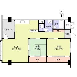 Floor plan. 2LDK, Price 12.8 million yen, Occupied area 64.89 sq m , Balcony area 4.8 sq m floor plan