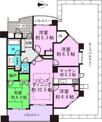 Floor plan. 4LDK, Price 37,200,000 yen, Footprint 80.7 sq m , Balcony area 56.69 sq m