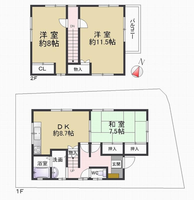 Floor plan. 24,800,000 yen, 3DK, Land area 102.45 sq m , Is 3LDK dwelling unit took to spread the building area 91.95 sq m room. Heisei cross all rooms Hakawa to 25 April ・ Japanese-style tatami mat replacement ・ March has been the outer wall siding Chokawa construction in 23 years October