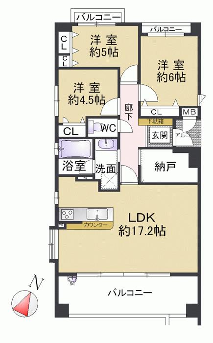 Floor plan. 3LDK + S (storeroom), Price 33,600,000 yen, Occupied area 78.55 sq m , Balcony area 13 sq m