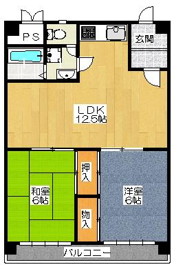 Floor plan. 2LDK, Price 13.8 million yen, Footprint 66 sq m , Balcony area 7.8 sq m