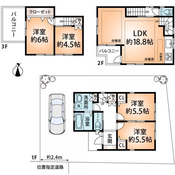 Floor plan. 39,800,000 yen, 4LDK, Land area 93.92 sq m , Building area 92.43 sq m building floor plan