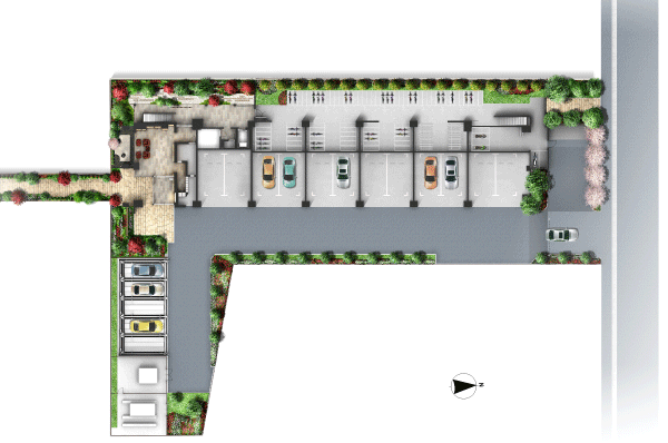 Shared facilities.  [Land Plan] Entrance and exit of the pedestrian and car ・ Design separating the flow line, Parking boasts a rich number ・ Place for storing bicycles, Disaster prevention equipment in preparation for when the event of. What you need in order to live better each and every live while feeling heartfelt room is, We bookstore. Without change forever, Brings a comfortable daily (site layout)