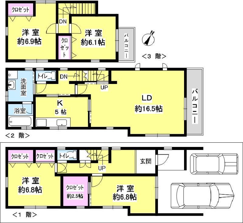 Floor plan. 46,300,000 yen, 4LDK, Land area 90.04 sq m , Building area 134.95 sq m