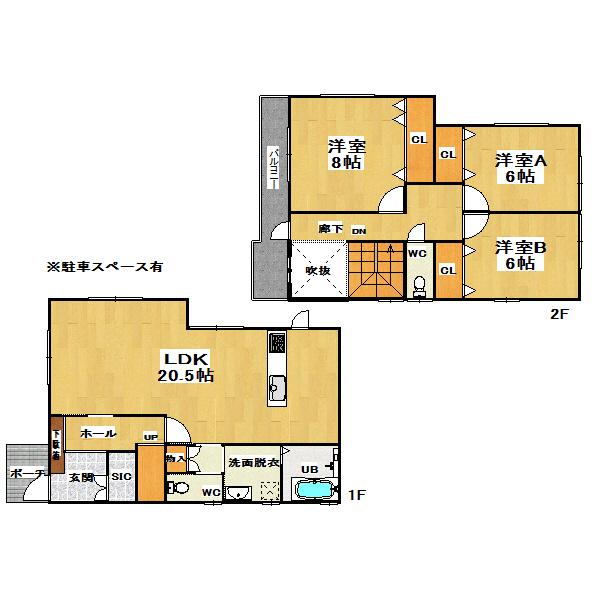 Floor plan. 45 million yen, 3LDK, Land area 118.87 sq m , Building area 106.82 sq m