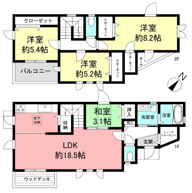 Floor plan. 39,800,000 yen, 4LDK, Land area 158.76 sq m , Building area 103.32 sq m Floor