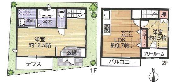 Floor plan. 25,800,000 yen, 2LDK, Land area 61.8 sq m , Building area 70 sq m