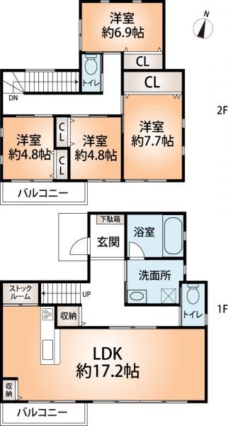 Floor plan. 49,300,000 yen, 4LDK, Land area 120 sq m , Building area 111 sq m   ■ Mato drawings ■ It was maintained at 17 pledge to living as a relaxation space spacious. Floor heating installation.
