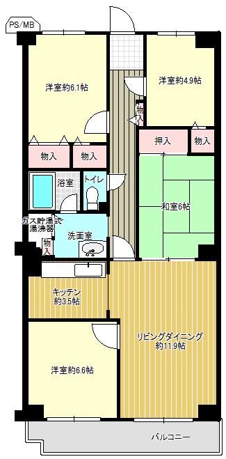Floor plan. 4LDK, Price 17.8 million yen, Footprint 88.7 sq m , Balcony area 9.13 sq m