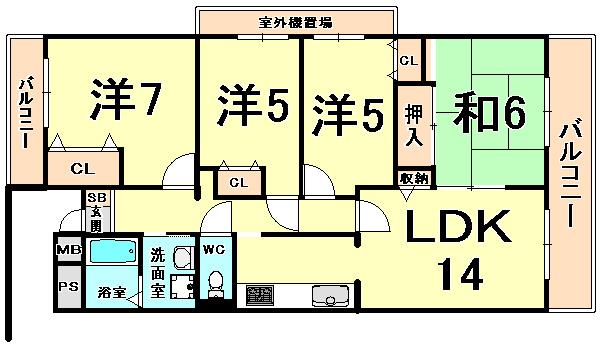 Floor plan. 4LDK, Price 16,900,000 yen, Occupied area 81.65 sq m , Balcony area 17.91 sq m