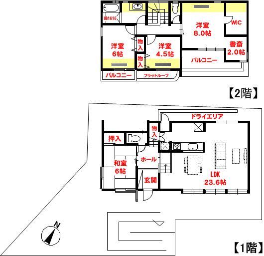 Floor plan. 54,800,000 yen, 4LDK + S (storeroom), Land area 176.34 sq m , Building area 148.79 sq m