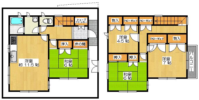 Floor plan. 14.8 million yen, 4LDK, Land area 79.17 sq m , Building area 94.6 sq m
