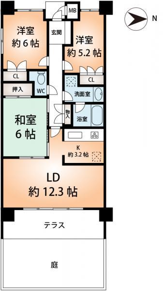 Floor plan. 3LDK, Price 27,800,000 yen, Occupied area 71.96 sq m   ■ Mato drawings ■  A private garden is attractive to the terrace. The terrace watering plug ・ There is a waterproof outlet.