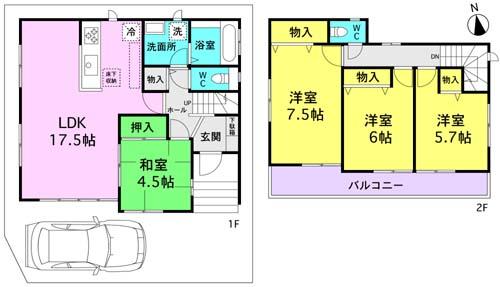 Floor plan. 46,800,000 yen, 4LDK, Land area 96.8 sq m , Building area 96.88 sq m