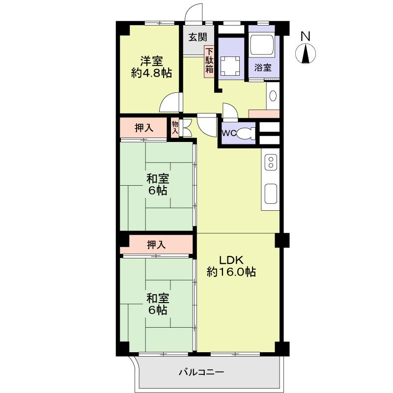 Floor plan. 3LDK, Price 17.3 million yen, Occupied area 76.88 sq m , Balcony area 7.94 sq m