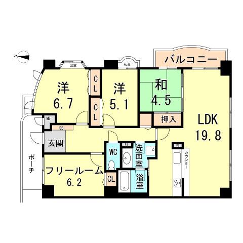Floor plan. 3LDK+S, Price 39,800,000 yen, Occupied area 93.25 sq m , Balcony area 6.05 sq m