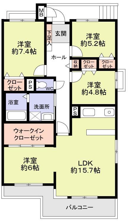 Floor plan. 3LDK, Price 23.8 million yen, Occupied area 97.28 sq m , Balcony area 11.15 sq m