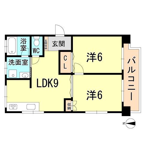 Floor plan. 2LDK, Price 7.8 million yen, Occupied area 48.13 sq m , Balcony area 5 sq m