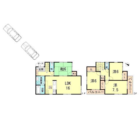 Floor plan. 35,800,000 yen, 4LDK, Land area 114.91 sq m , Building area 95.58 sq m