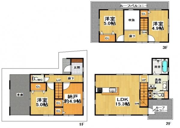Floor plan. 37,800,000 yen, 4LDK, Land area 66.95 sq m , Building area 92.93 sq m