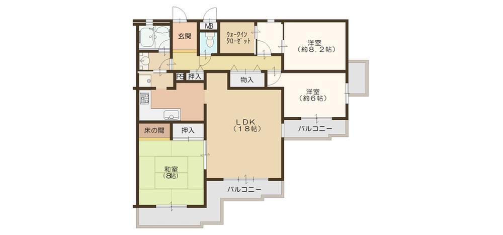 Floor plan. 3LDK, Price 35 million yen, Occupied area 91.33 sq m , Balcony area 17.92 sq m