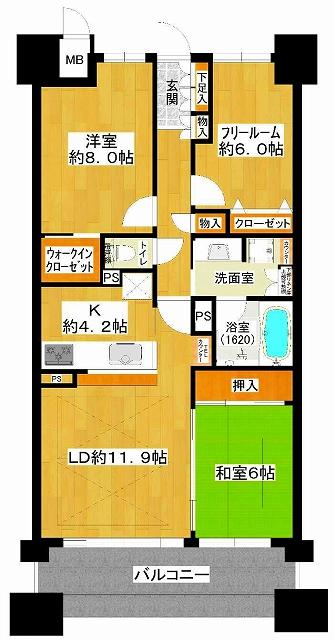 Floor plan. 3LDK, Price 39,700,000 yen, Occupied area 82.47 sq m , Since the balcony area 13.3 sq m room is almost non-residents, It is very beautiful.