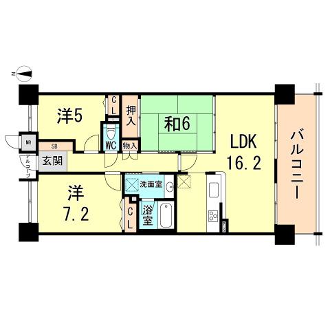 Floor plan. 3LDK, Price 19,800,000 yen, Occupied area 79.57 sq m , Balcony area 13.3 sq m