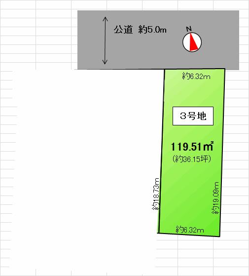 Compartment figure. Land price 39,800,000 yen, Land area 119.51 sq m 3 No. land compartment blind