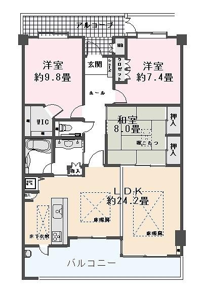Floor plan. 3LDK, Price 39,500,000 yen, Footprint 106.71 sq m , Room of the balcony area 13.06 sq m floor area 106.71 sq m there 3LDK.
