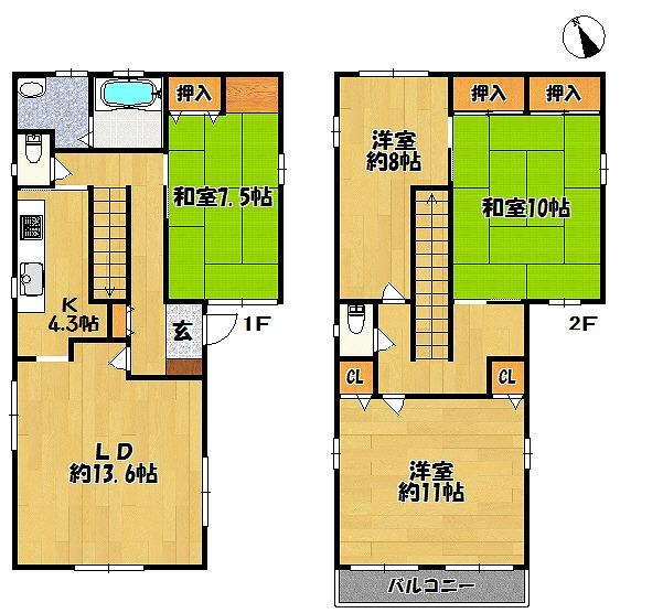 Floor plan. 18,800,000 yen, 4LDK, Land area 193.6 sq m , Building area 125.1 sq m site (December 2013) Shooting