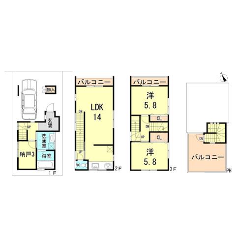 Floor plan. 28.8 million yen, 2LDK+S, Land area 46.11 sq m , Building area 86.95 sq m