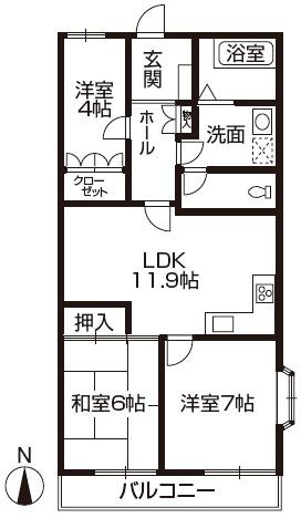 Floor plan. 3LDK, Price 16.8 million yen, Occupied area 57.98 sq m