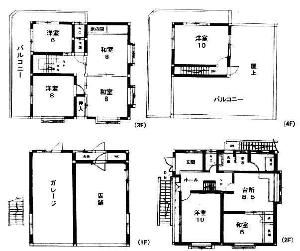 Floor plan. 38,500,000 yen, 8DK, Land area 127.22 sq m , Building area 218.22 sq m