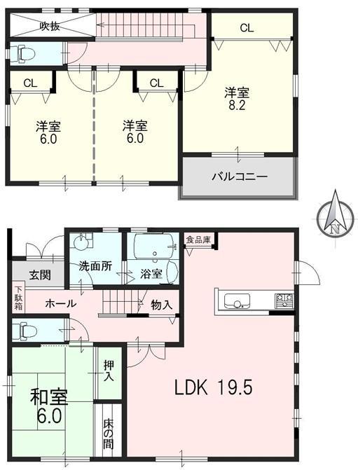 Floor plan. 24,800,000 yen, 4LDK, Land area 190.56 sq m , It is the house of the building area 108.47 sq m two-by-four construction method.